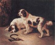 George Horlor Brittany Spaniels oil painting